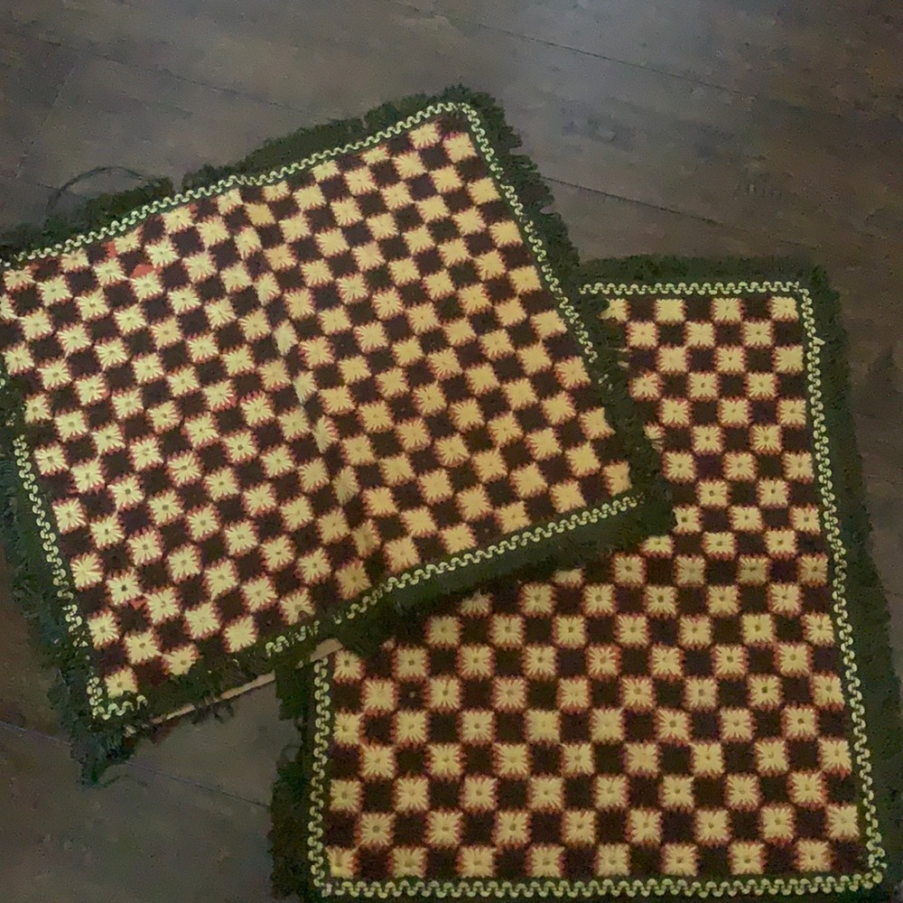 2 Handmade embroidery pillow cover in yellow, brown, orange and olive green